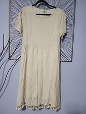 Hailey & Company Limelush Linen Blend Fringe Hem Midi Dress Size Large Lagenlook