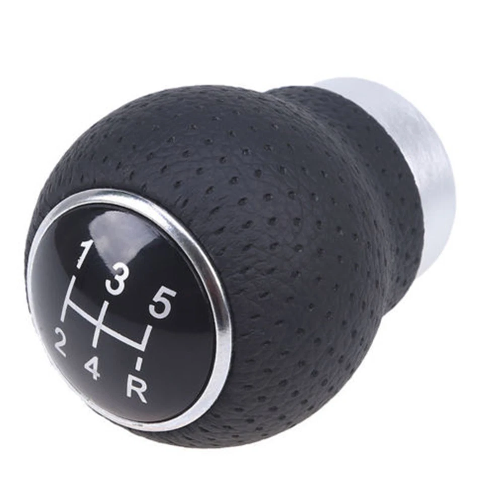 Accessory Black Leather Car 5 Speed Gear Shift Knob Stick Manual Shifter Lever - Image 3 of 4