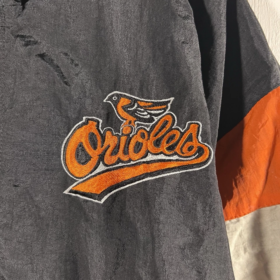 Vintage Baltimore Orioles MLB Z-Starter Men's Full-Zip Jacket Black/Orange (XL) - Image 2 of 4