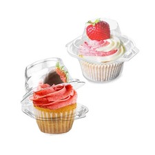 50 Pcs Cupcake Boxes Plastic Individual Cupcake Containers Single Cupcake Carrie
