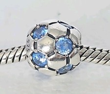 Original Pandora Armband Charm - Silber & Blauer Stein Fußball Charm 925 ALE