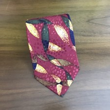 Vintage J. Blades Red Abstract Hand Made In USA 100% Silk Neck Tie