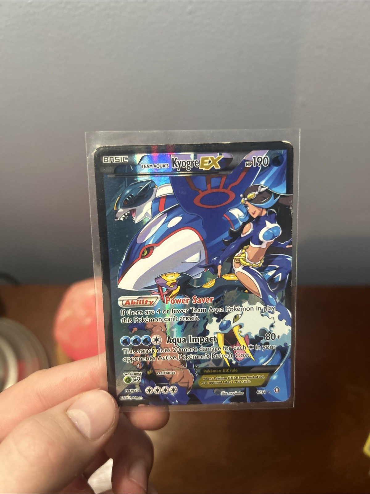 Pokémon TCG Team Aqua's Kyogre-EX Double Crisis Holo Card 6/34 MP
