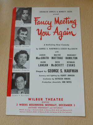 Walter Matthau FANCY MEETING YOU AGAIN Margaret Hamilton 1951 FLOP Tryout Flyer