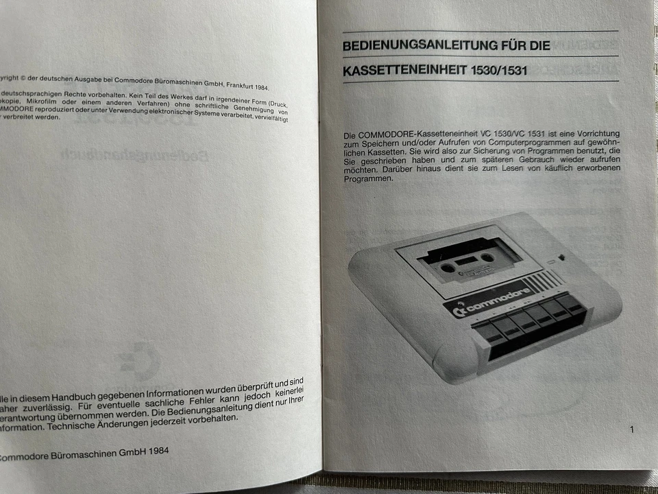 Commodore 1530/1531 DATASSETTE Bedienungshandbuch, Deutsch - Bild 4 von 4