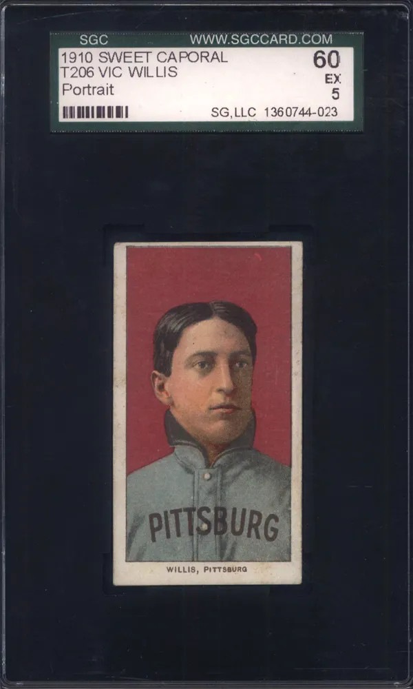 T206 Vic Willis Portrait Pittsburg SGC 5 Sweet Caporal Back