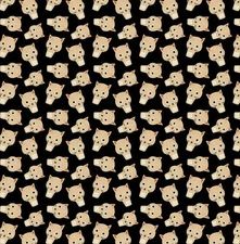 Feline Drive Fabric MEOWLOWEEN Kitty Skulls Cats Halloween Jet Sold by the Yard