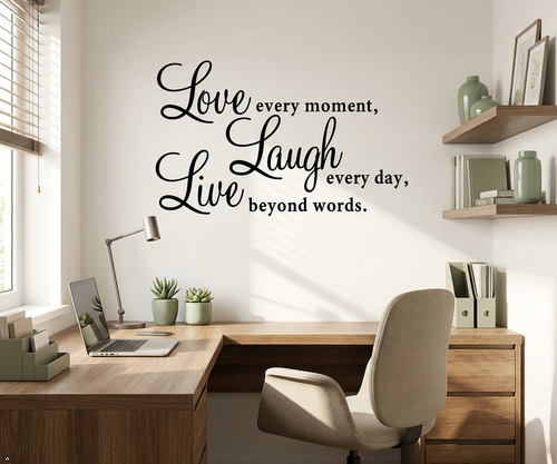Lebe jeden Moment lache Liebe Wand Zitat Vinyl Aufkleber Sticker Wohndeko Typografie - Bild 8 von 24