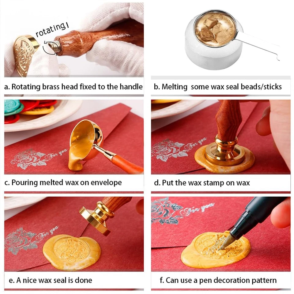 Kit de vedação de cera STAMPMASTER alfabeto T vintage estrelado inicial selo T com - Imagem 4 de 4