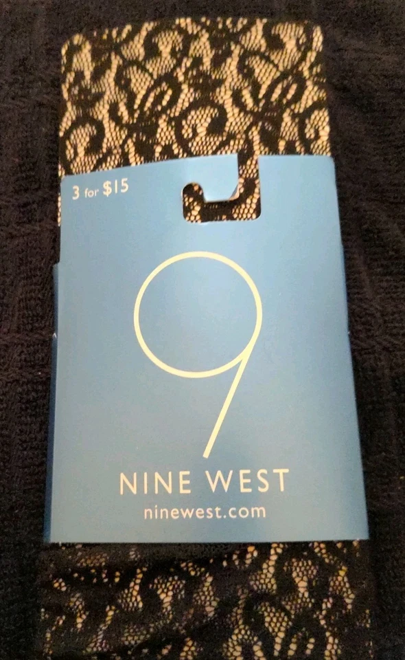 Calcetines negros de encaje Nine West para mujer hasta la rodilla/altos/negro chocolate talla 6-10,5 Foto 2 de 4