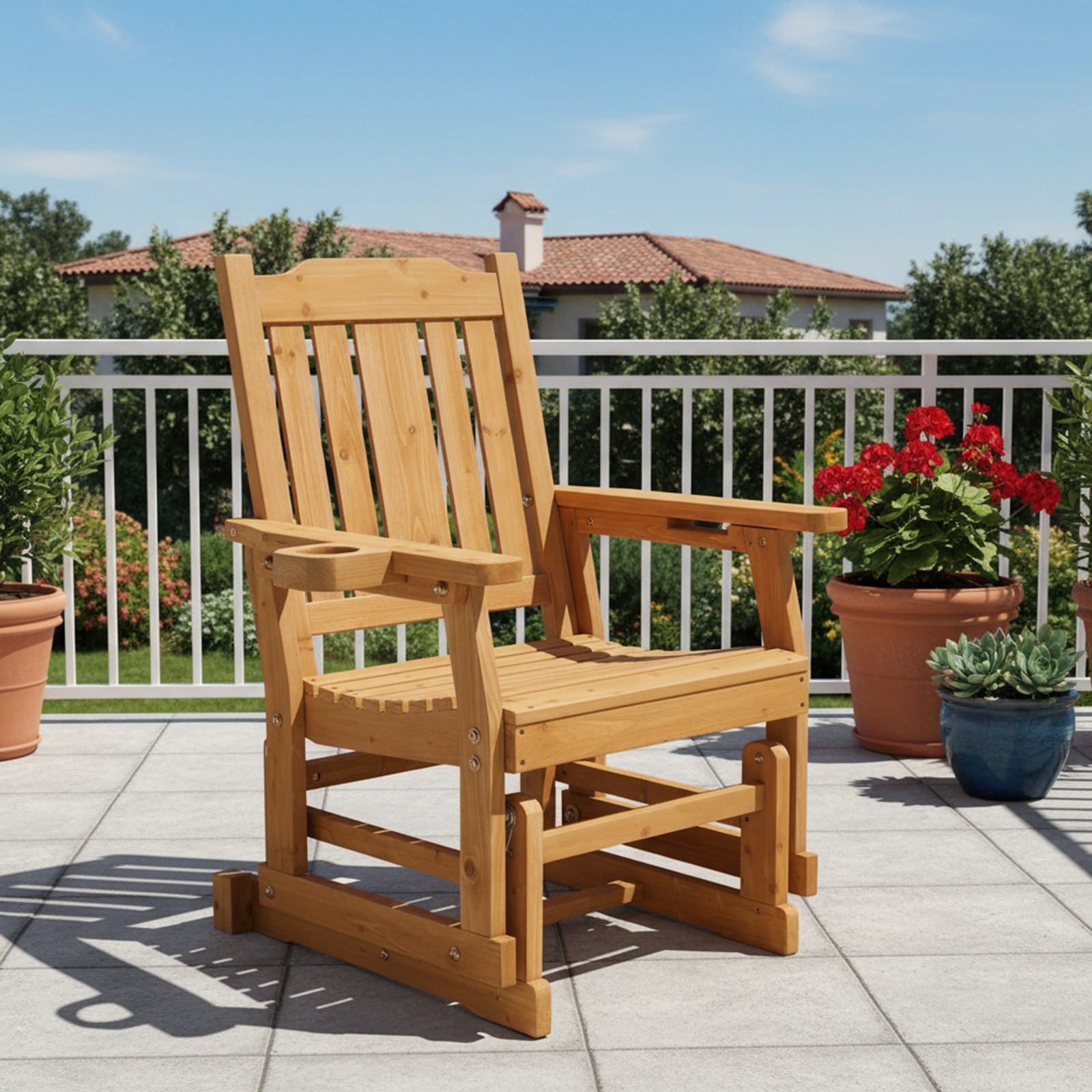 Patio Glider Chair 1Seat w/ Armrest, Backrest Swing Gliding Chair for In/Outdoor