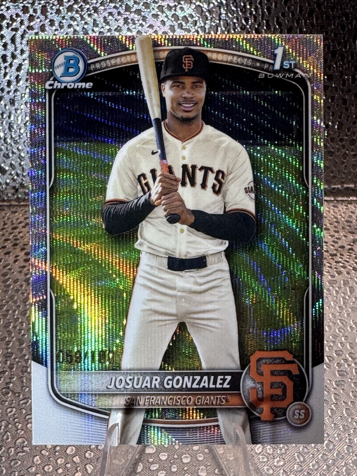 2025 Bowman Chrome JOSUAR GONZALEZ 1st Prospect Wave Refractor /100