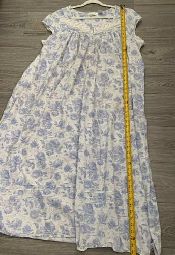 EILEEN WEST Walzer Nachthemd blau geblümt Flügelärmel Gr. XL Baumwolle Cottagecore - Bild 4 von 4