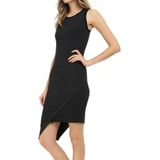 Michael Stars Rib Knit Black Stretchy Sleeveless Tank Dress 