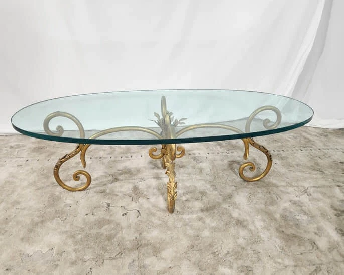 Vintage Hollywood Regency Brass & Glass Coffee & Side Table - Image 2 of 4