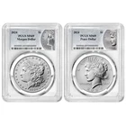 2pc Set - 2024 $1 Morgan and Peace Silver Dollar PCGS MS69 Morgan & Peace Label