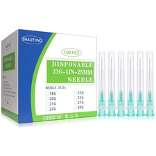 16 18 20 21 22 23 25 27 30 Gauge Needle Luer Lock Individual Package 100 Pcs