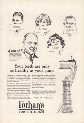 Vintage 1925 Forham's For The Gums Toothpaste Print Ad Promo Ad