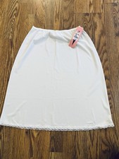 Vintage Shadowline Lingerie Half Slip White 24" Medium Lace Trim New with Tags