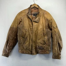 Vintage Reed leather Jacket Men's 40 Brown Faded Bomber Flight Moto Racers 90s