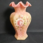 Fenton Burmese Pink Yellow Vase Adoration Rose Bill Fenton Memorial 2003 Glows