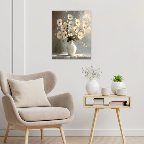 Watercolor Plant White Daisy Floral Abstract Wall Art for Bathroom Living Room - Picture 2 of 15