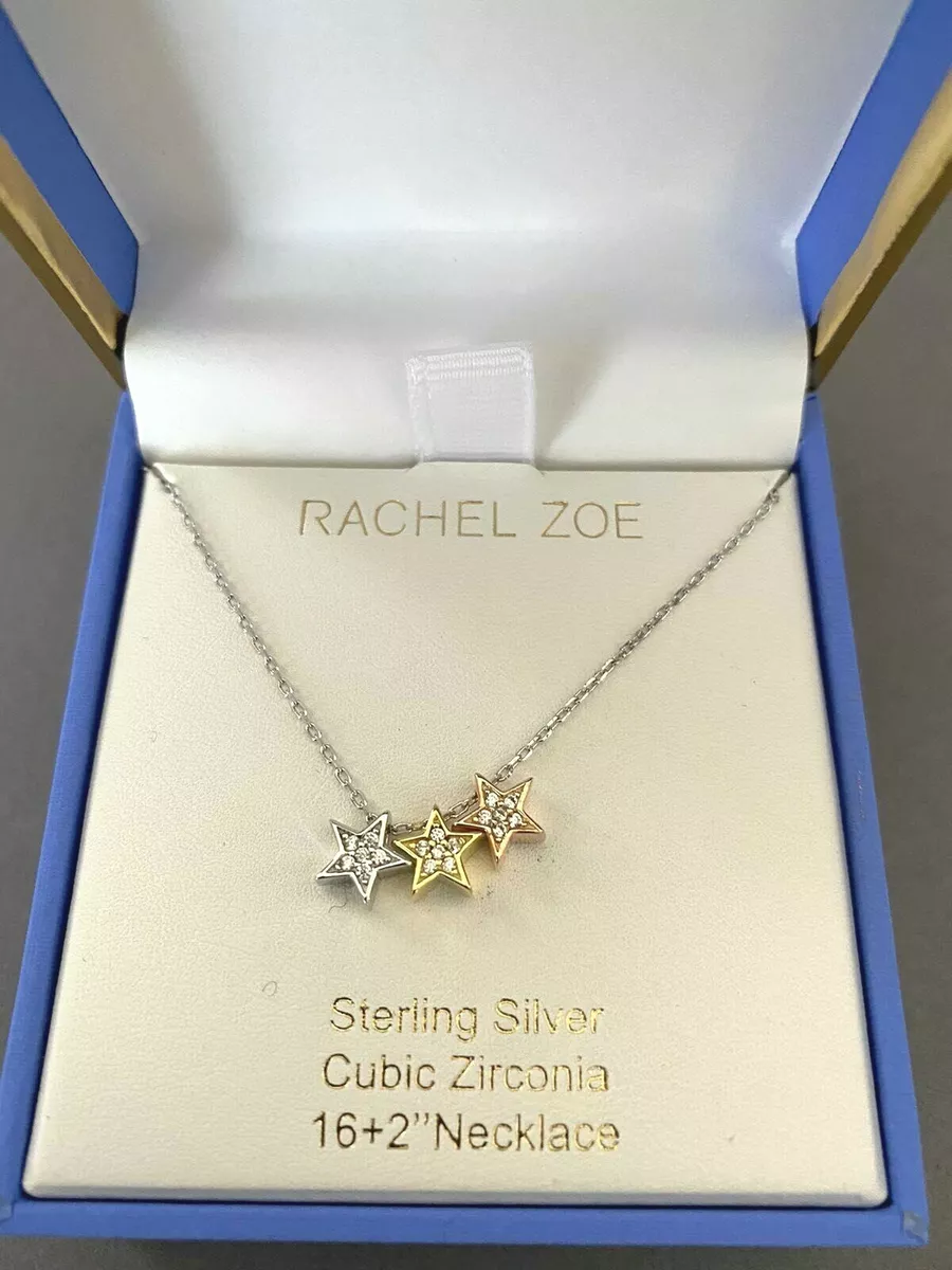 Rachel Zoe Sterling silver Necklace with Three CZ Crystal Stars