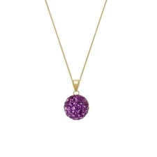 Shamballa Deep Purple Diamante Gold Tone Pendant Necklace