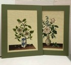 New ListingNeedlepoint Set of 2 Completed Finished Floral White Flowers Matted No Frame