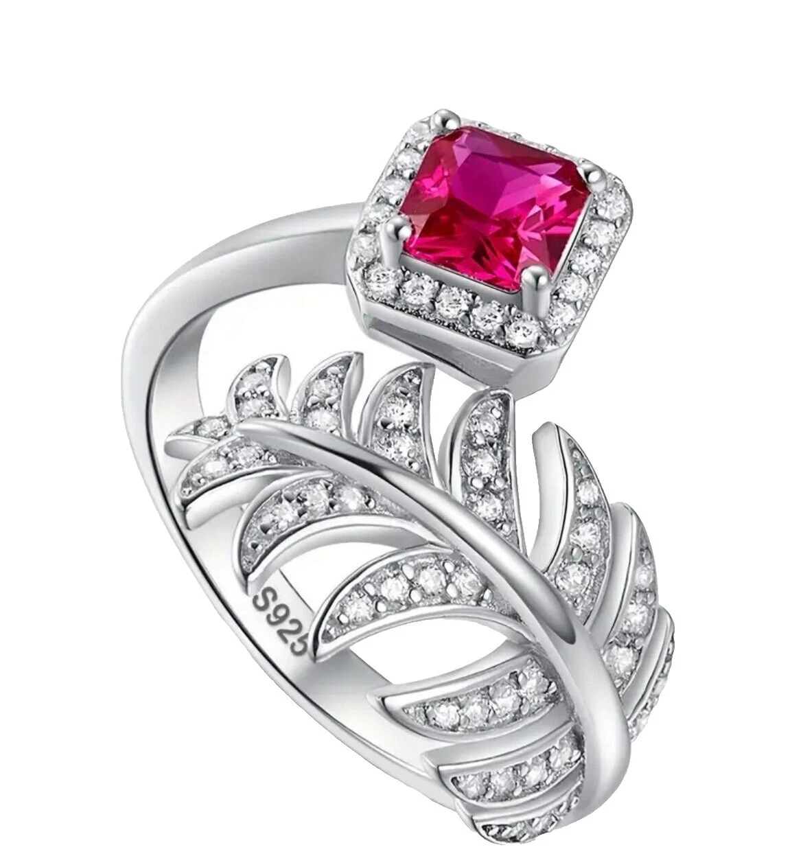 Cubic Zirconia Anillos de moda cóctel de plumas