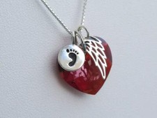 January Birthstone Footprint Angel Wing Necklace