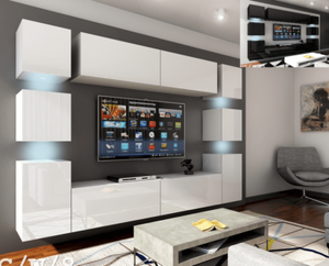 Moderne Wohnwand Schrankwand Hochglanz Wohnzimmer Concept 14 Inkl Led Ebay