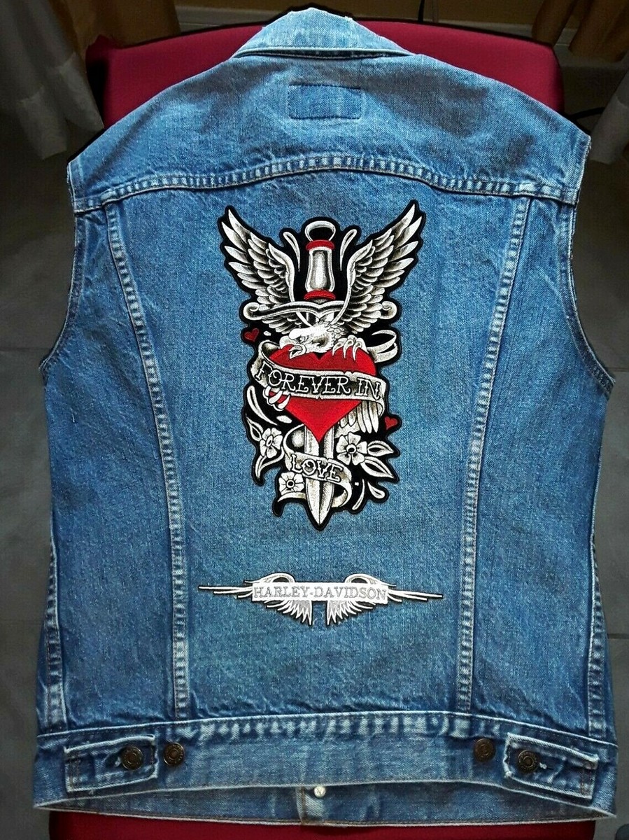 Vintage 70s Ladies cut off SZ. 40 Levi's Jean Vest biker H-D +