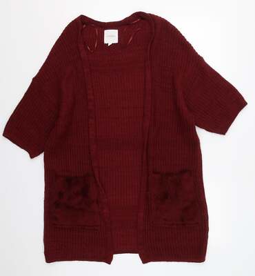 Cache Cache Damenpullover roter V-Ausschnitt Acryl Cardigan Größe 4