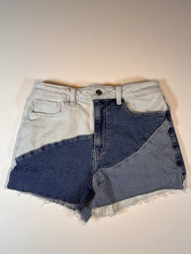 HOLLISTER Ultra High-Rise Mom Shorts Patchwork Size 7 28 Colorblock Patchwork