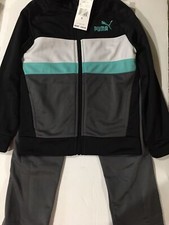 PUMA Little Boys Black Tricot Jacket and Pant Set New Size 5