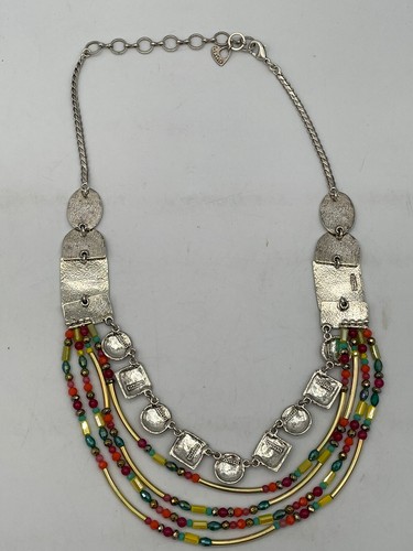 Collana Vintage 'Taratata France' Catena Maglia Smaltata Perline Dichiarazione 22"L - Foto 4 di 4