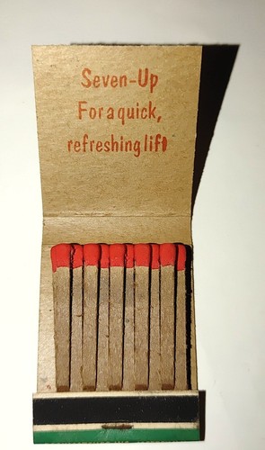 Matchbook 7UP Soda Beverages Advertising Vintage With Matches Full book Unstruck - Picture 5 of 5