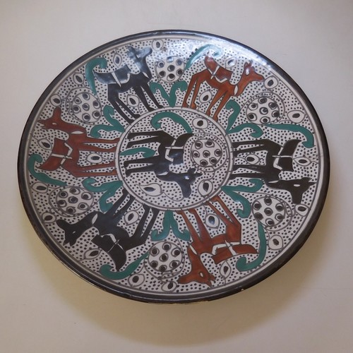N24.135 Flat Glazed Terracotta Africa Decorative Art Handmade Black Brown - Picture 9 of 21