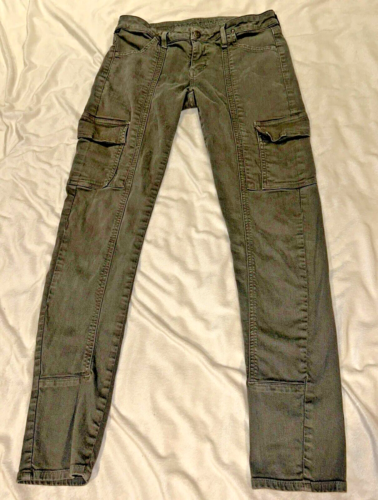 Citizens Of Humanity Cargo Jeans Sz 28 Women's Green Skinny Leg Low Rise Pockets - Picture 1 of 12