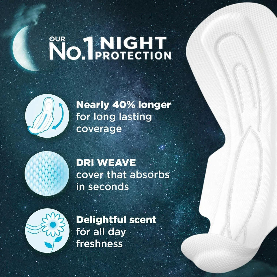 Whisper Bindazzz Nights Sanitary Pads for Women XXXL 10 Napkins FREE SHIP - Image 4 of 4