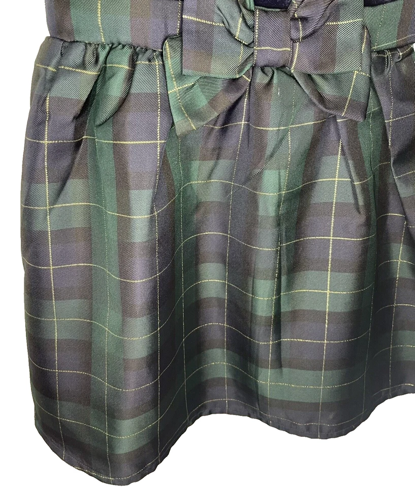 Vestido de terciopelo a cuadros talla 5T formal vacaciones lugar para niños faldas interiores sin mangas Foto 3 de 4