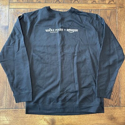 Amazon Whole Foods Market Sweatshirt Mens 2XL Black Crewneck - Main Image