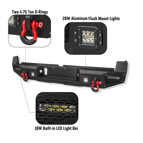 Steel Front/Rear Bumper w/Winch Plate & LED Lights For 2016-2023 Toyota Tacoma - Picture 10 of 15
