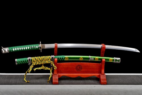 40'' Spring Flower Green Tachi T10 Steel Sharp Japanese Samurai Functional Sword - Picture 11 of 12