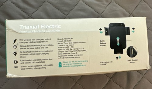 CHARGEUR SANS FIL ÉLECTRIQUE TRIAXIAL NOIR JOYROOM JR-ZS219 (occasion, câble non inclus - Photo 2 sur 6