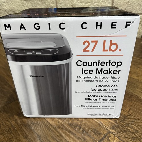 Magic Chef MCIM22ST 27 lb Przenośna maszyna do lodu Stal nierdzewna FABRYCZNIE NOWA / ZAPIECZĘTOWANA - Zdjęcie 6 z 10