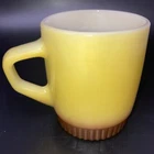 1 Vintage Anchor Hocking Fire King Ware Yellow & Brown Milk Glass Mug Cup Ribbed