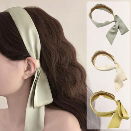 Silk Satin Skinny Ribbon Headband Scarf Women Summer Print Long Hair B8D9