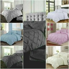 PINTUCK DUVET SET POLY COTTON QUILT COVER SINGLE DOUBLE SUPER KING SIZE BEDDING